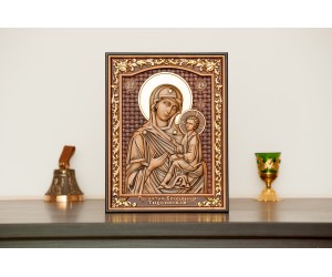 Икона резная Богородица Тихвинская